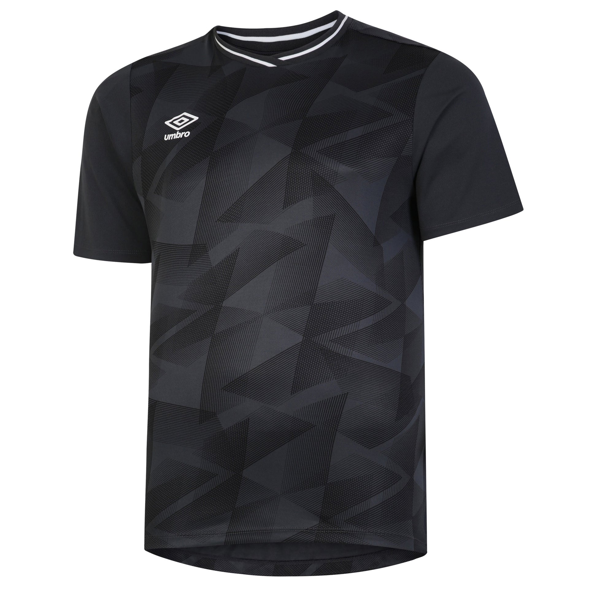 Black-Carbon - Front - Umbro Childrens-Kids Triassic Short-Sleeved Jersey