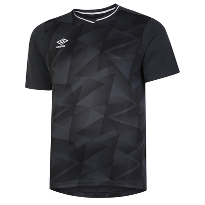 Black-Carbon - Front - Umbro Childrens-Kids Triassic Short-Sleeved Jersey