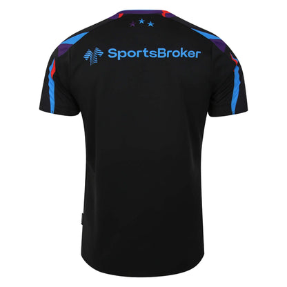 Black-Blue-Orange - Back - Umbro Childrens-Kids 23-24 Huddersfield Town AFC Third Jersey