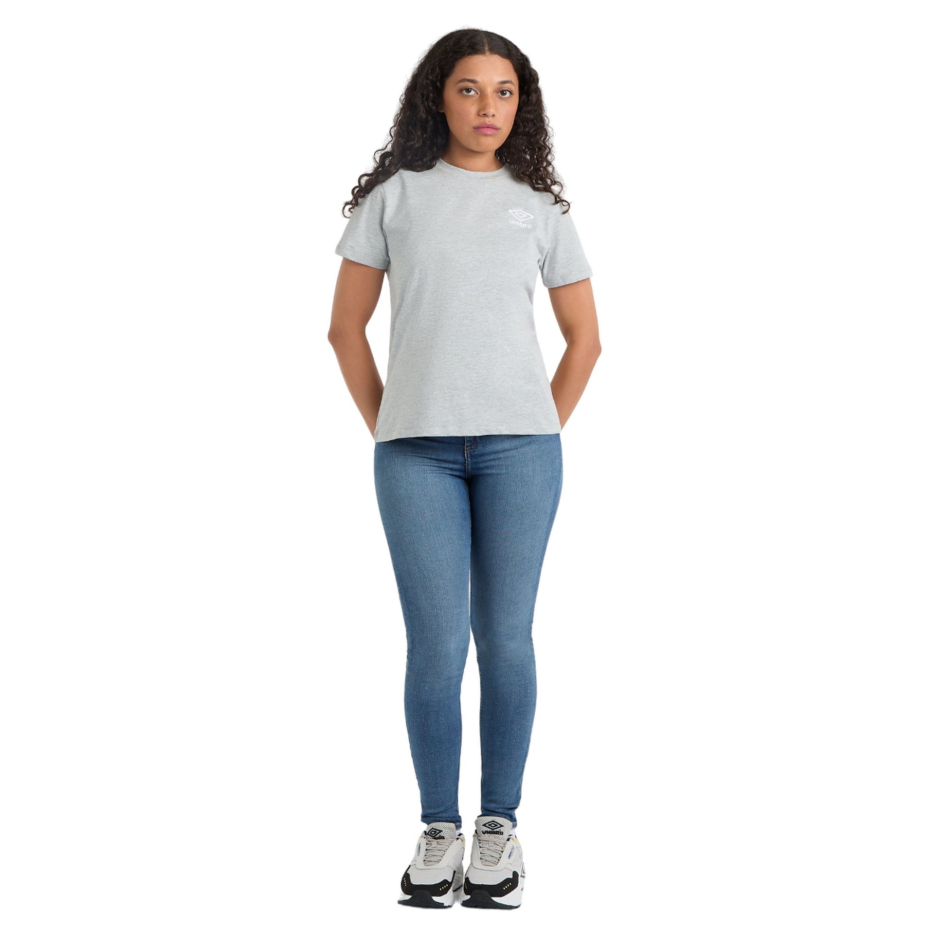 Grey Marl-White - Side - Umbro Womens-Ladies Core Classic T-Shirt