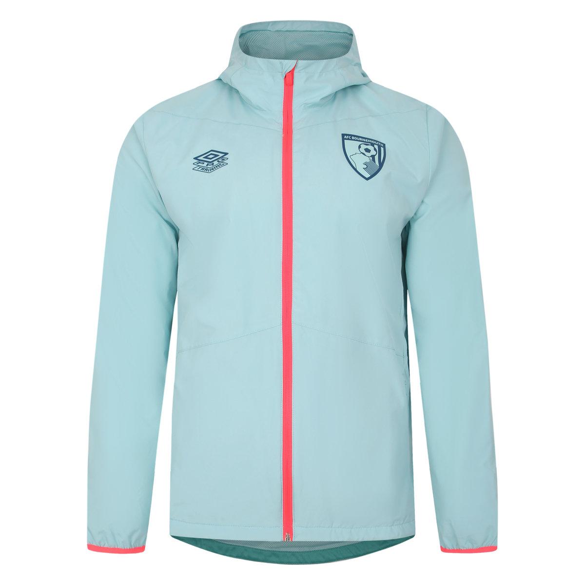 Aqua Haze-Latigo Bay-Lava Pink - Front - Umbro Mens 23-24 AFC Bournemouth Waterproof Jacket