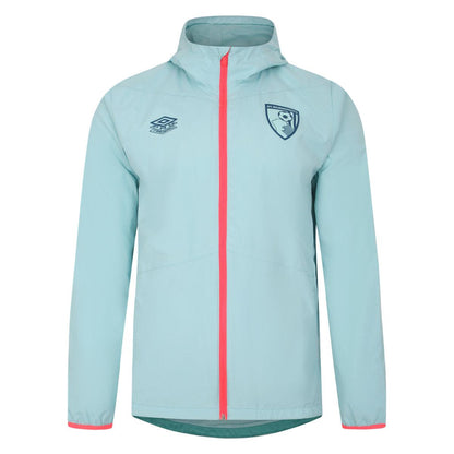 Aqua Haze-Latigo Bay-Lava Pink - Front - Umbro Mens 23-24 AFC Bournemouth Waterproof Jacket