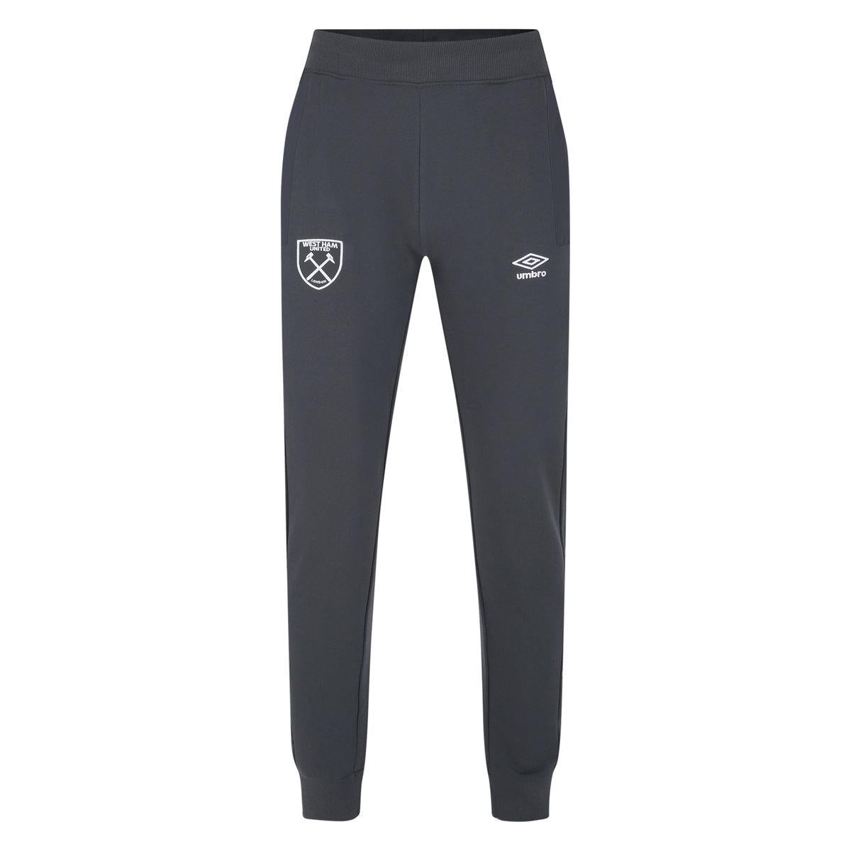 Carbon - Front - Umbro Mens 23-24 Fleece West Ham United FC Jogging Bottoms