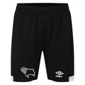 Black-White - Front - Umbro Childrens-Kids 23-24 Derby County FC Home Shorts