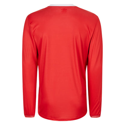 Vermillion-White - Back - Umbro Mens Nazca Long-Sleeved Jersey