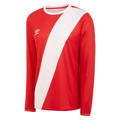 Vermillion-White - Front - Umbro Mens Nazca Long-Sleeved Jersey