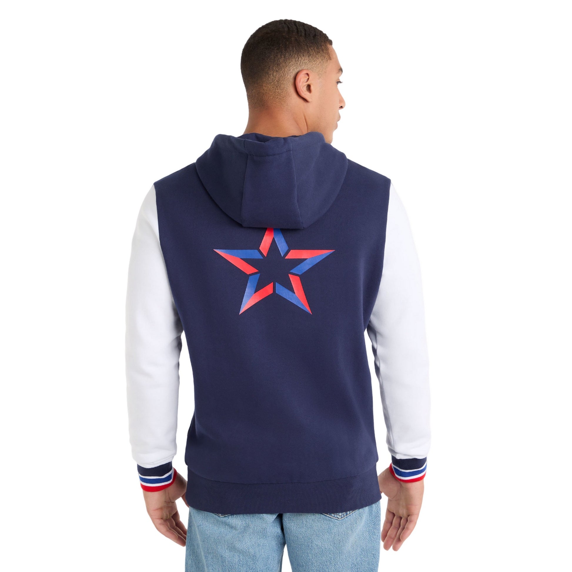 Peacoat-White - Back - Umbro Mens Texas Williams Racing Hoodie