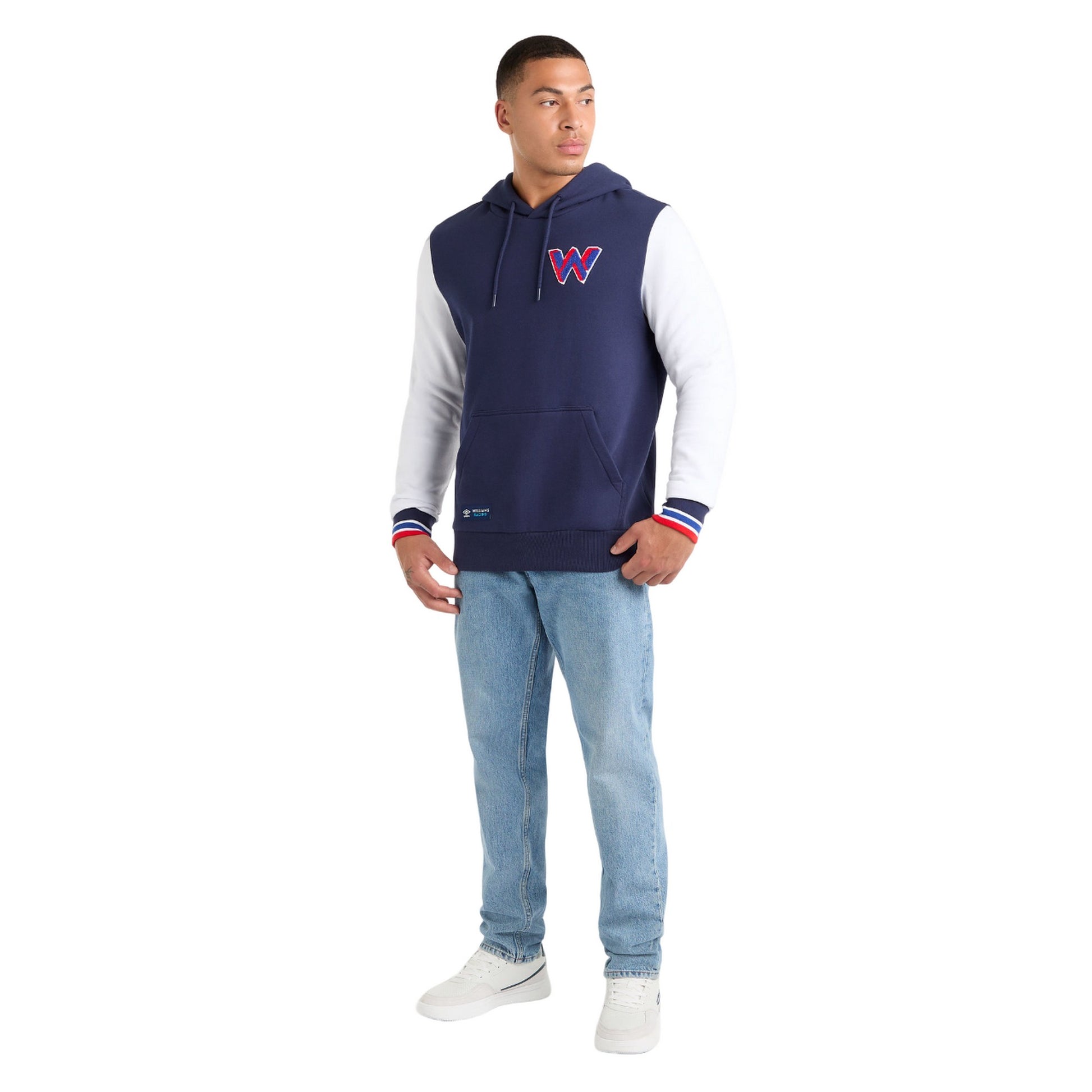 Peacoat-White - Side - Umbro Mens Texas Williams Racing Hoodie