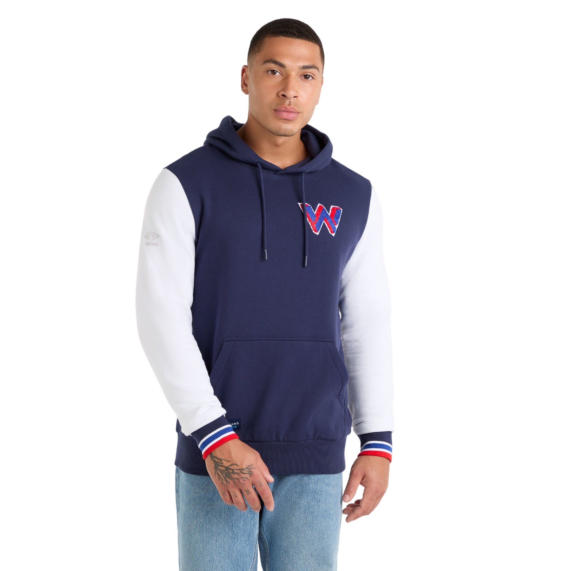 Peacoat-White - Front - Umbro Mens Texas Williams Racing Hoodie