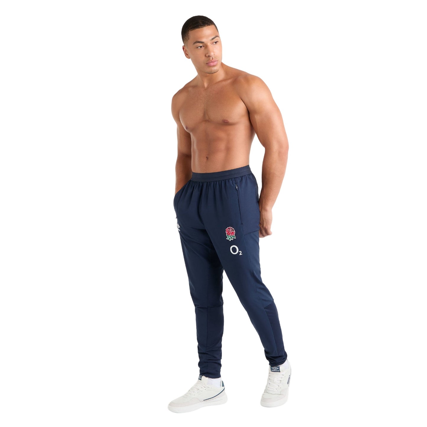 Navy Blazer - Side - Umbro Mens 23-24 Presentation England Rugby Jogging Bottoms