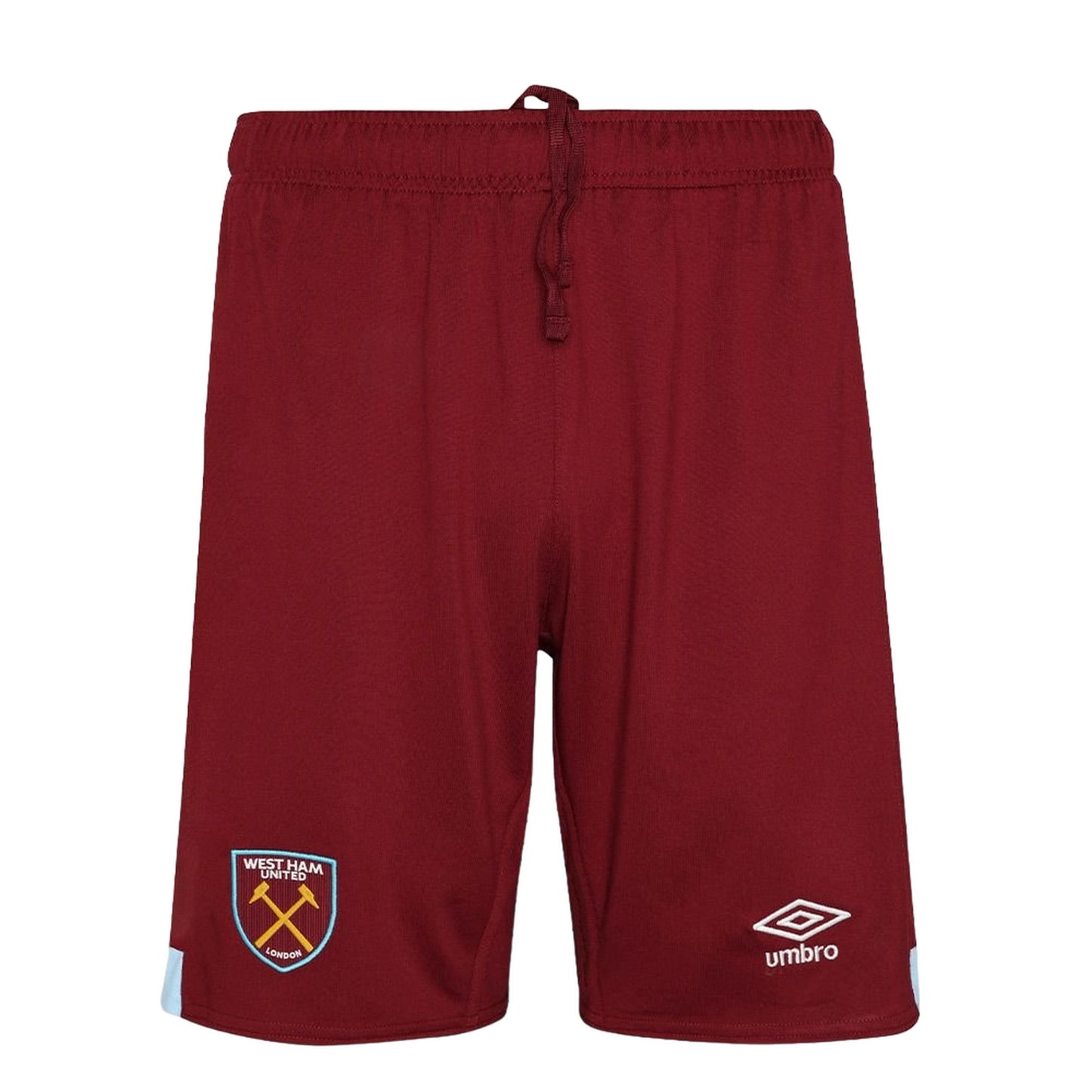 Claret Red-Sky Blue - Front - Umbro Unisex Adult 23-24 West Ham United FC Home Shorts
