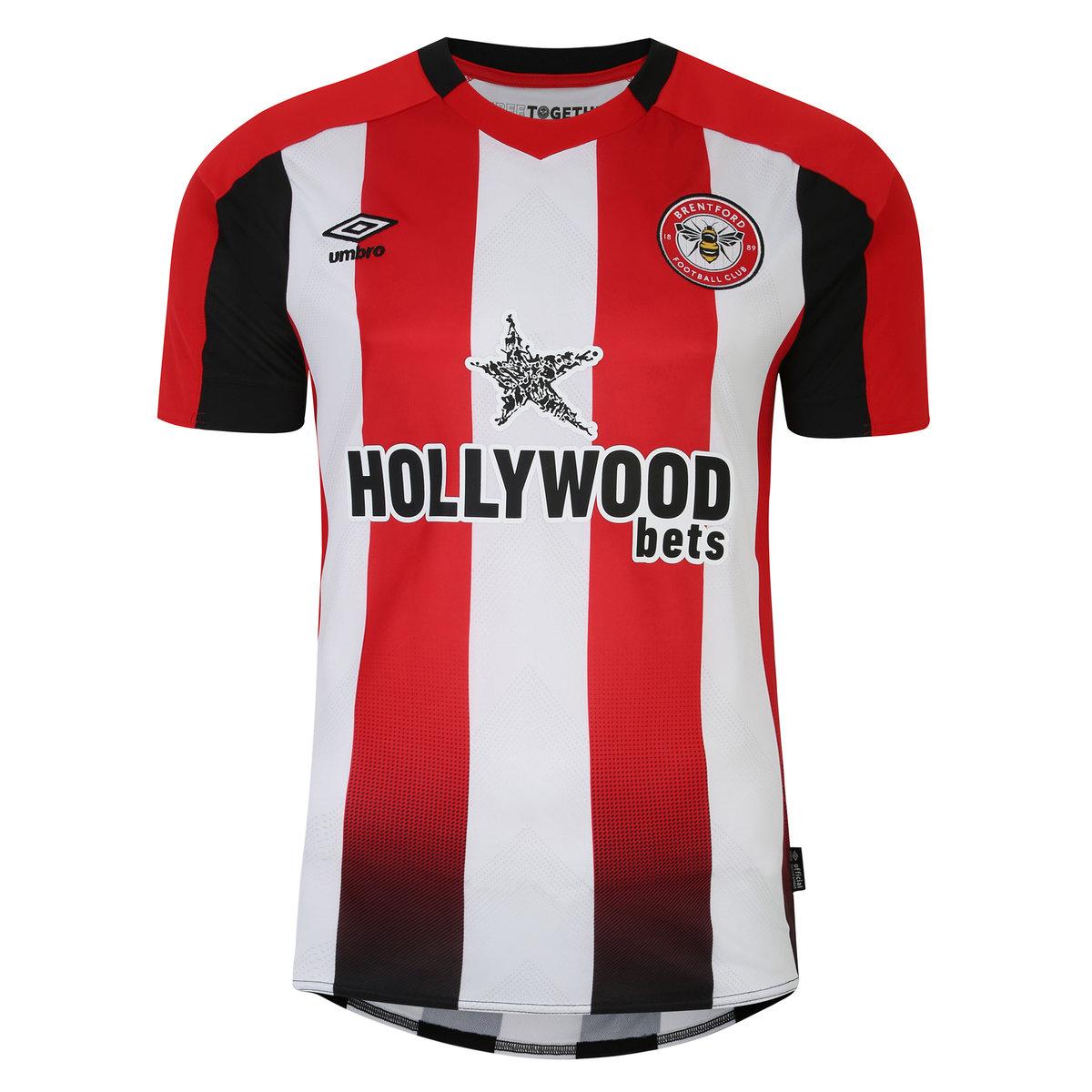 Red-White-Black - Front - Umbro Mens 23-25 Brentford FC Home Jersey