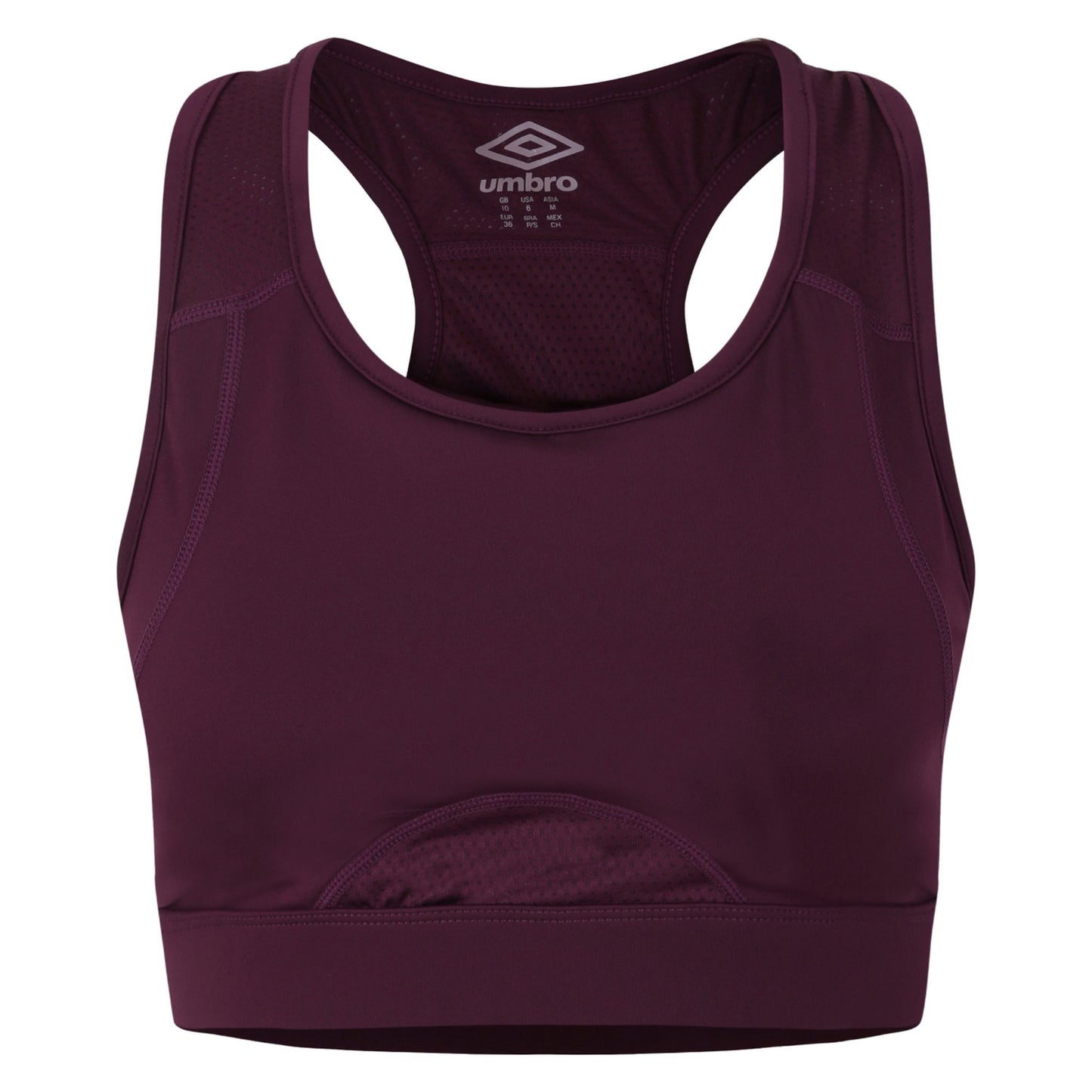 Potent Purple-Mauve Shadow - Front - Umbro Womens-Ladies Pro Training Sports Bra