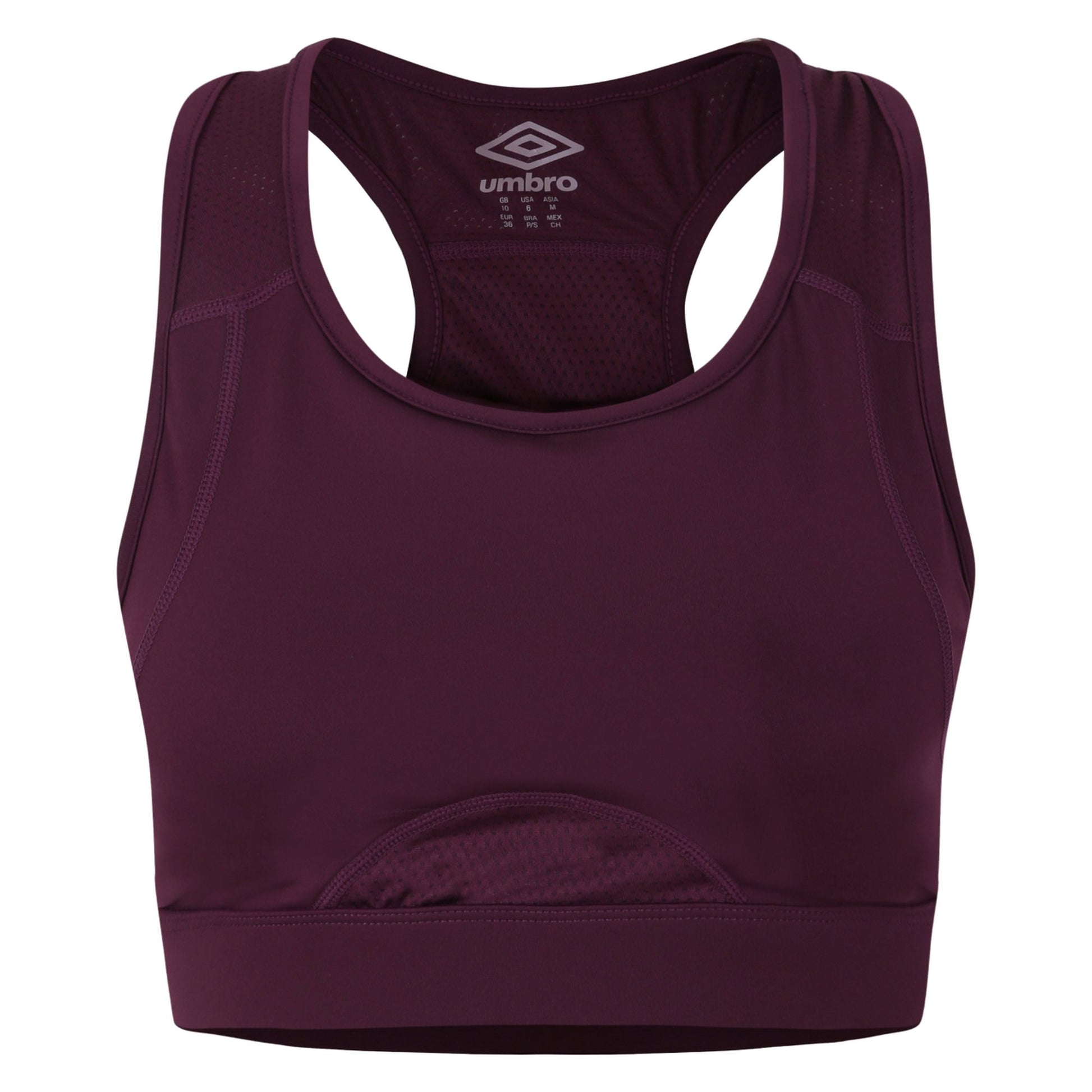 Potent Purple-Mauve Shadow - Front - Umbro Womens-Ladies Pro Training Sports Bra