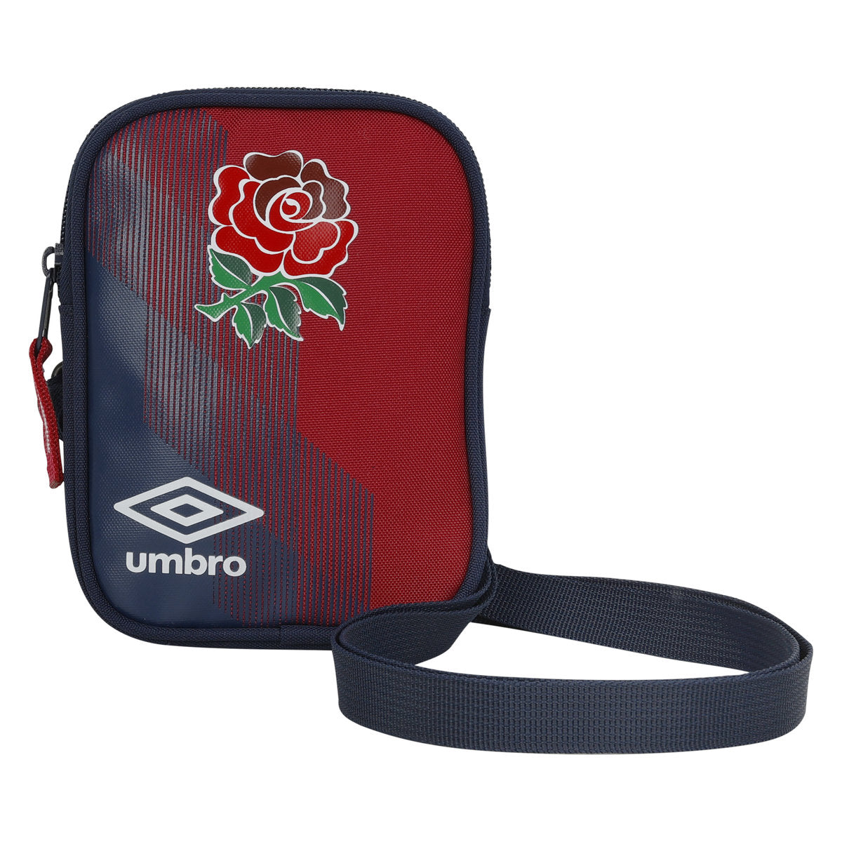 Tibetan Red-White-Navy - Front - Umbro 23-24 England Rugby Side Bag