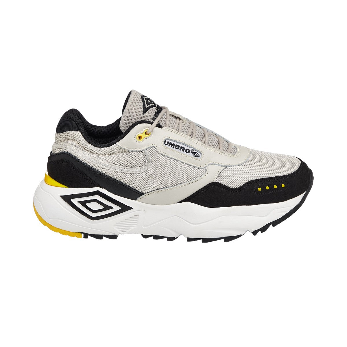 White-Black-Royal Blue - Side - Umbro Mens Phoenix Leather Trainers