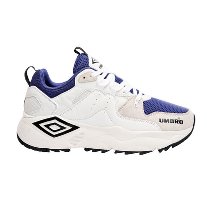 White-Black-Navy Blue - Side - Umbro Mens M Le Leather Trainers