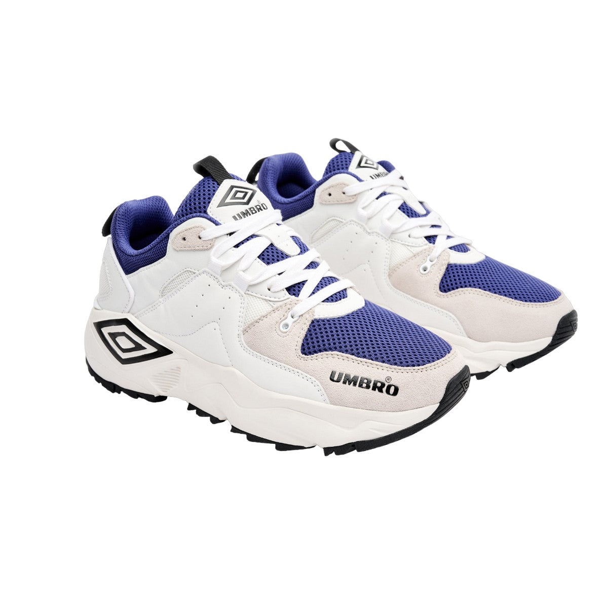 White-Black-Navy Blue - Front - Umbro Mens M Le Leather Trainers
