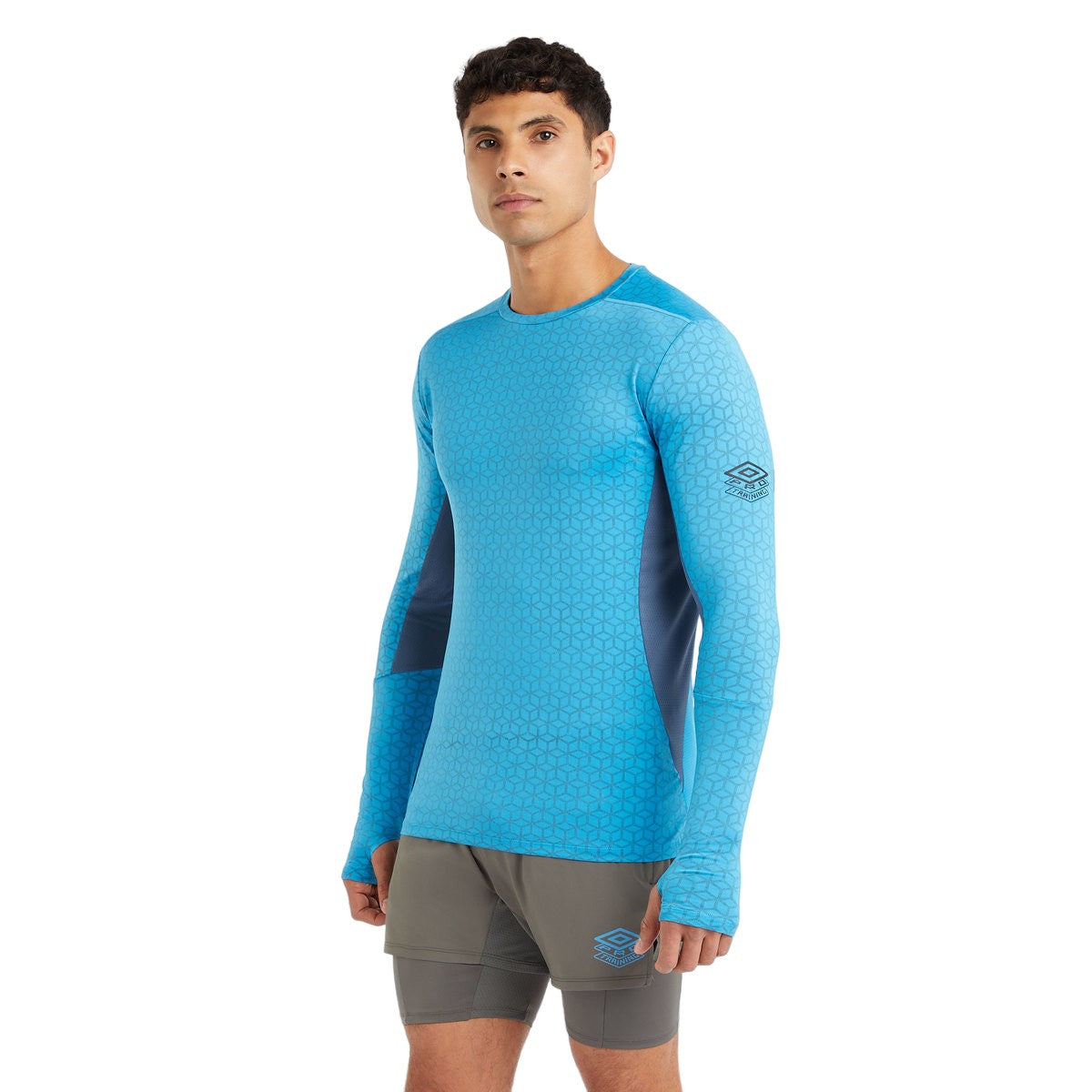 Malibu Blue-Bering Sea - Side - Umbro Mens Pro Training Elite Long-Sleeved Sports Top