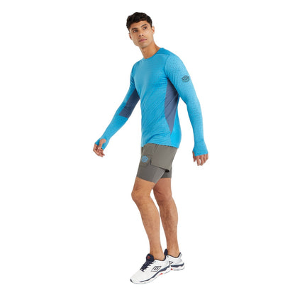 Malibu Blue-Bering Sea - Pack Shot - Umbro Mens Pro Training Elite Long-Sleeved Sports Top