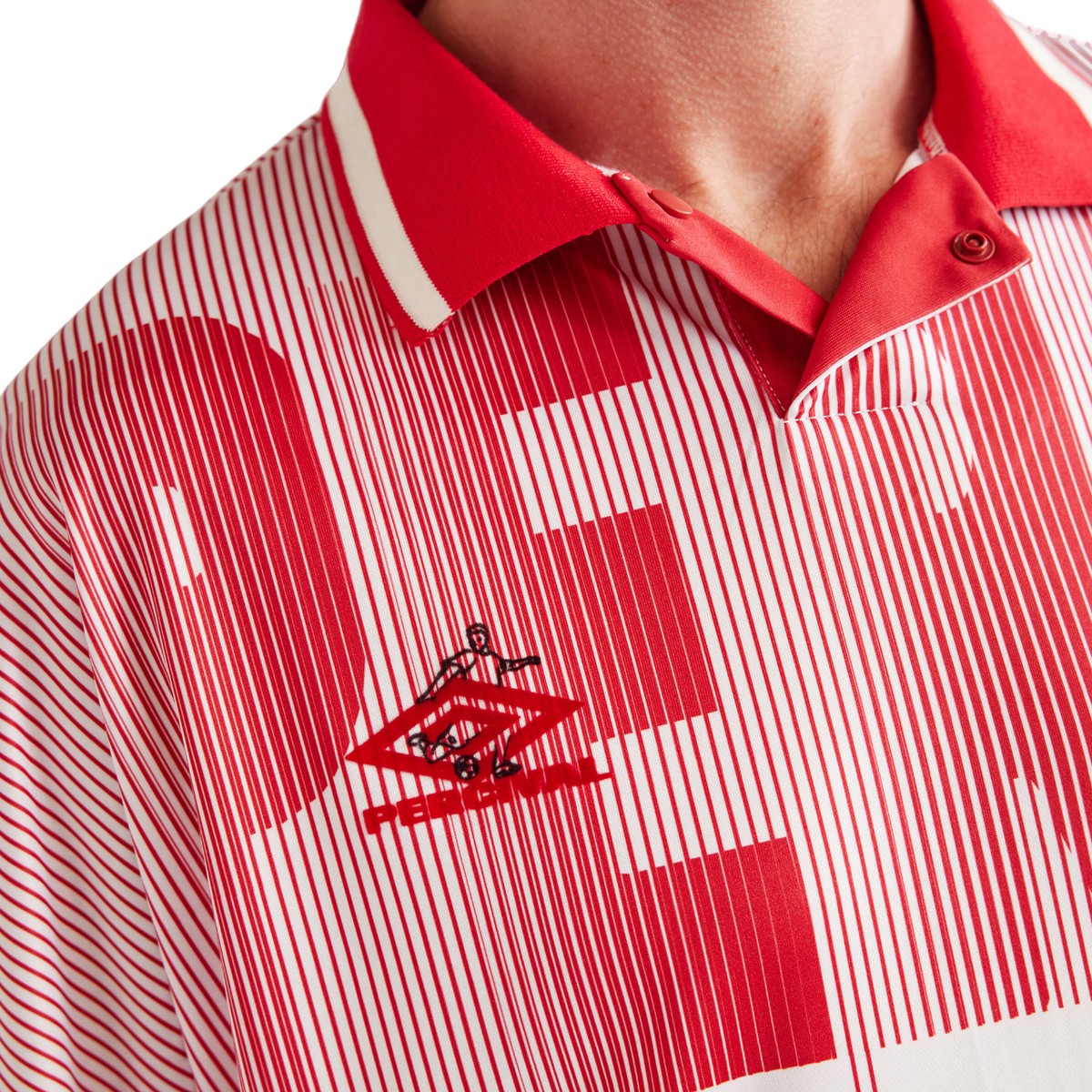 Red - Back - Umbro Mens Percival Retro Football Shirt