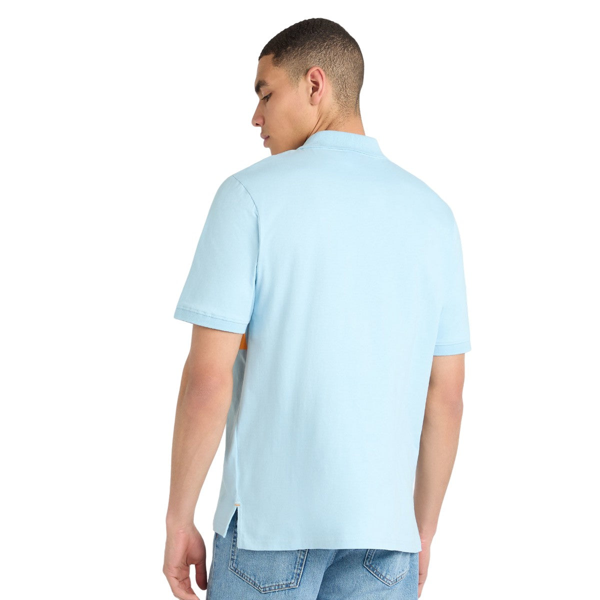 Angel Blue-Ecru-Blazing Orange - Back - Umbro Mens Stripe Polo Shirt