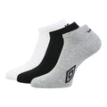 White-Black-Grey - Front - Umbro Unisex Adult Logo Trainer Socks (Pack of 3)