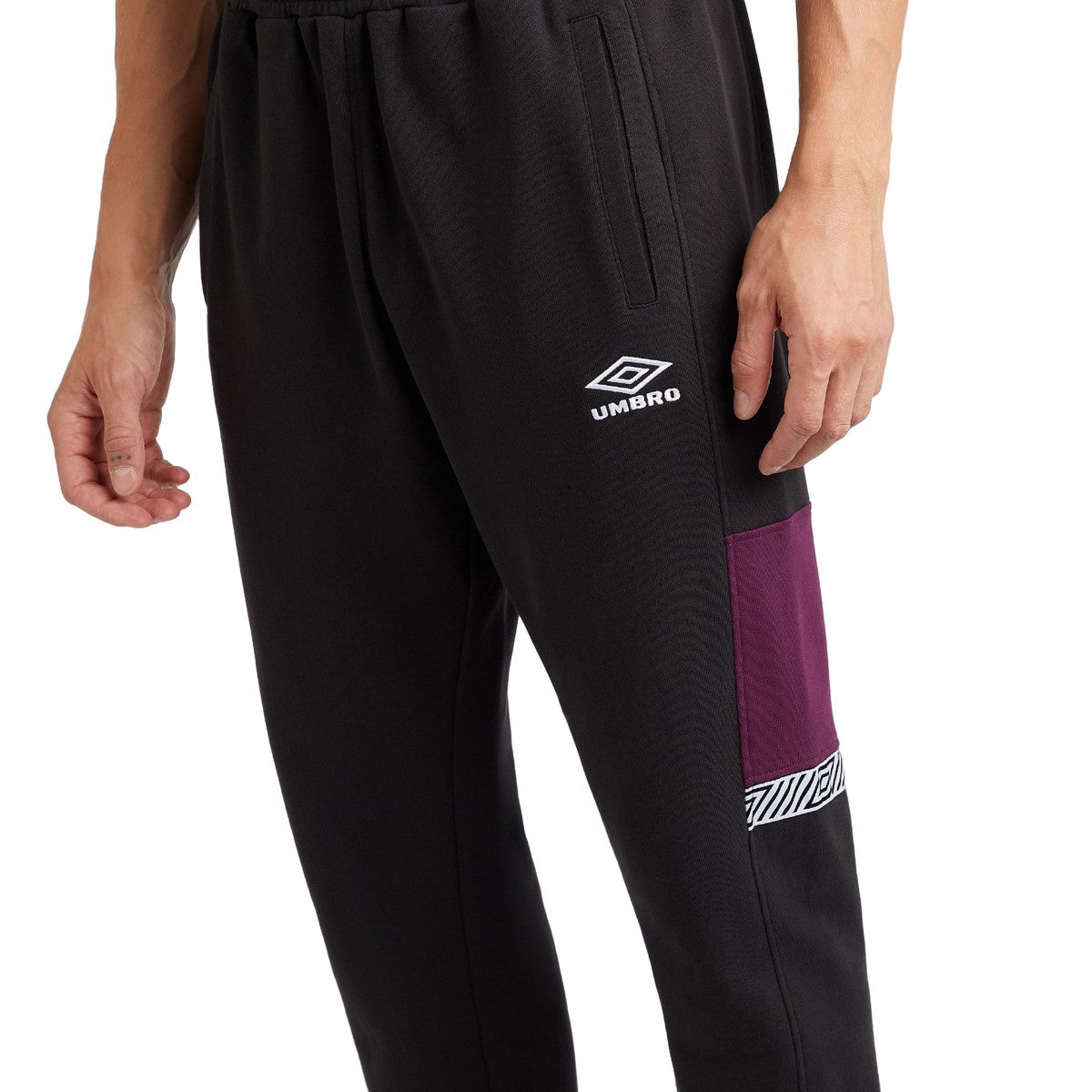 Black-Potent Purple - Lifestyle - Umbro Mens Sports Style Club Jogging Bottoms