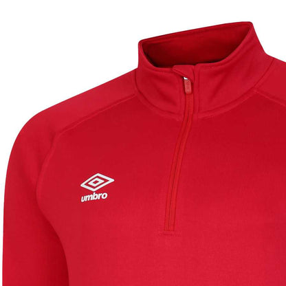 Vermillion-Biking Red-Black - Side - Umbro Childrens-Kids Total Training Quarter Zip Track Top