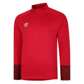 Vermillion-Biking Red-Black - Front - Umbro Childrens-Kids Total Training Quarter Zip Track Top