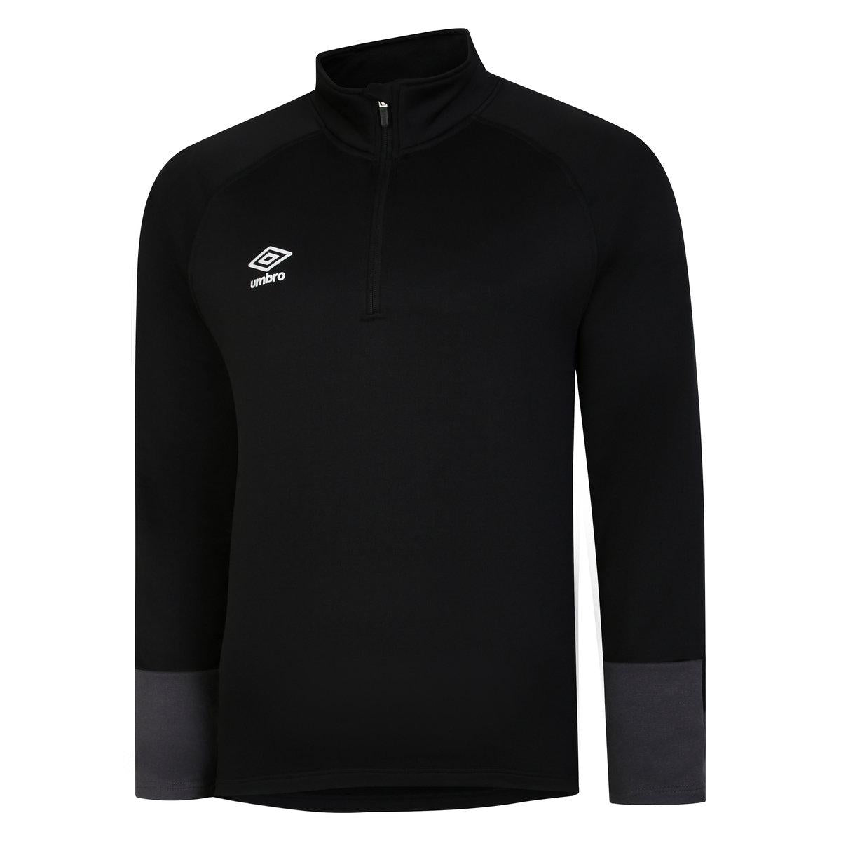 Black-White-Carbon - Front - Umbro Childrens-Kids Total Training Quarter Zip Track Top