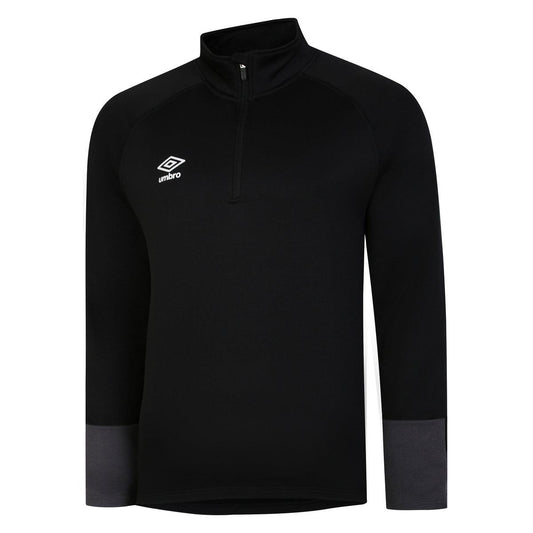 Black-White-Carbon - Front - Umbro Childrens-Kids Total Training Quarter Zip Track Top