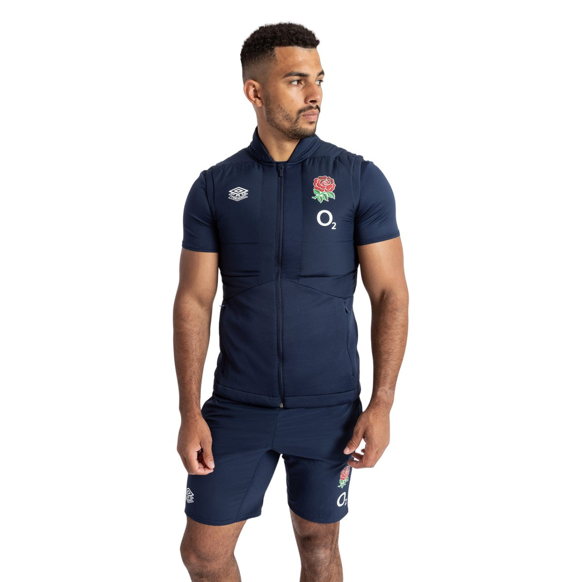 Navy Blazer - Side - Umbro Mens 23-24 England Rugby Gilet
