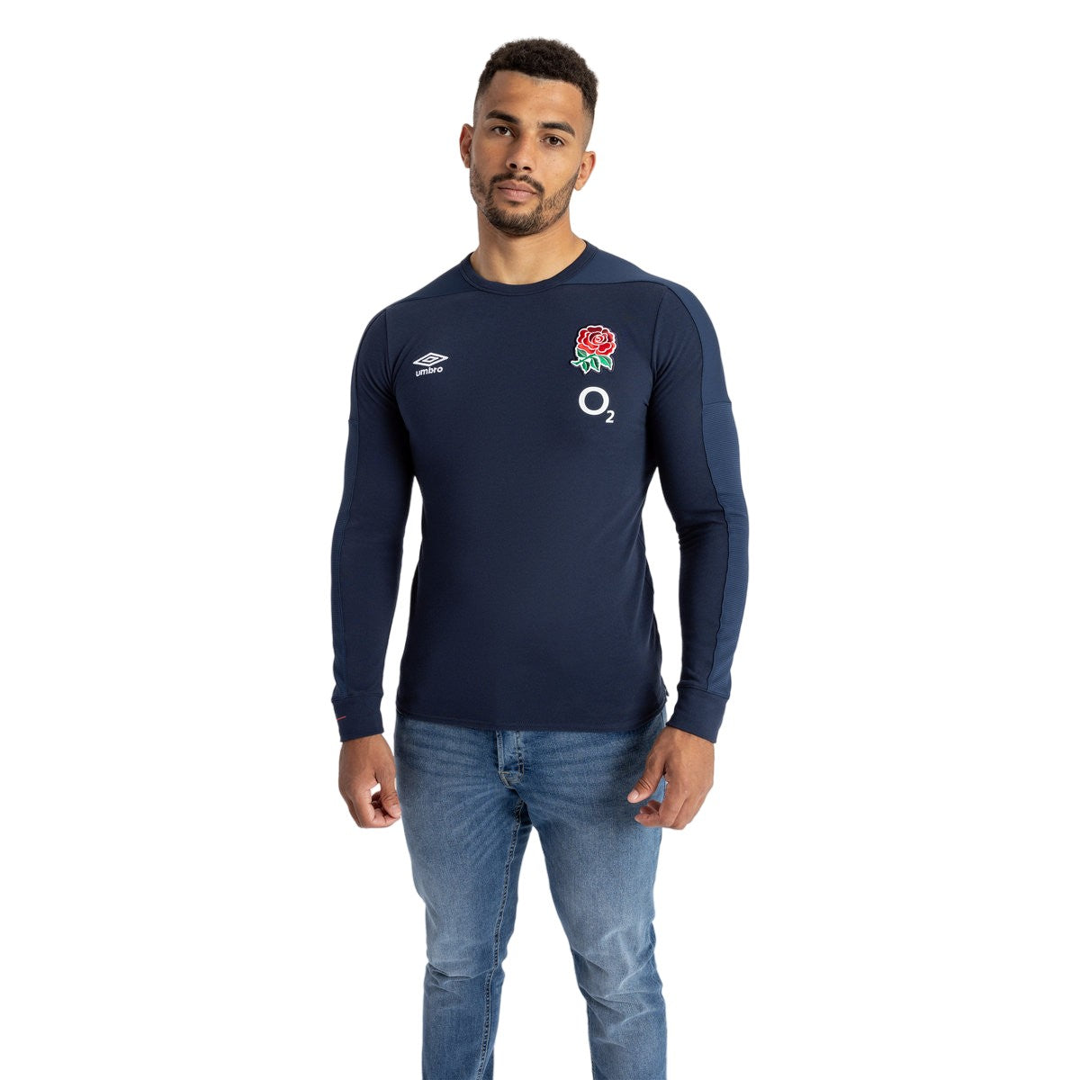 Navy Blazer-Dress Blue - Side - Umbro Mens 23-24 England Rugby Long-Sleeved Presentation T-Shirt