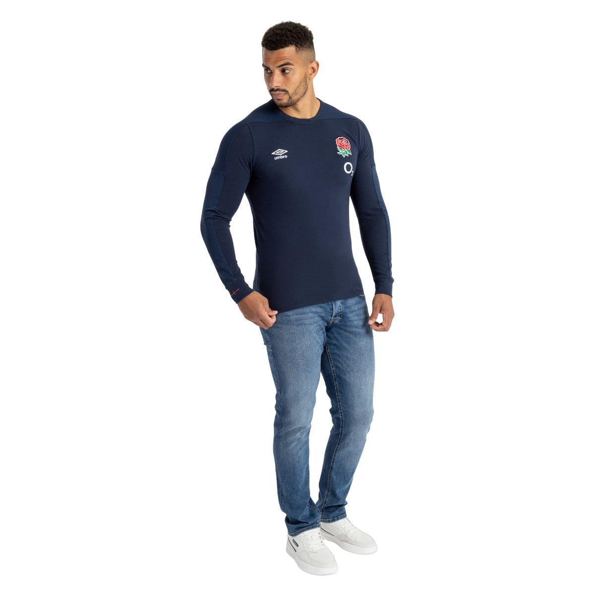 Navy Blazer-Dress Blue - Pack Shot - Umbro Mens 23-24 England Rugby Long-Sleeved Presentation T-Shirt
