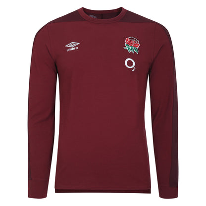 Tibetan Red-Zinfandel - Front - Umbro Mens 23-24 England Rugby Long-Sleeved Presentation T-Shirt