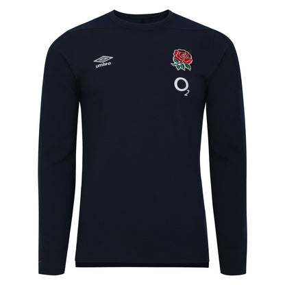 Navy Blazer-Dress Blue - Front - Umbro Mens 23-24 England Rugby Long-Sleeved Presentation T-Shirt