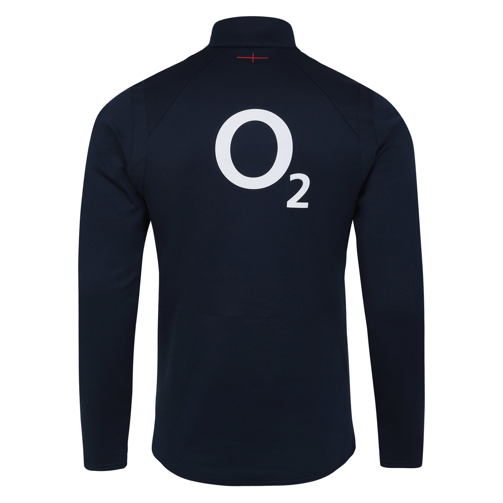 Navy Blazer-Flame Scarlet - Back - Umbro Mens 23-24 England Rugby Half Zip Fleece Top
