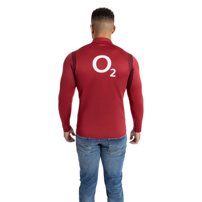 Tibetan Red-Zinfandel-Flame Scarlet - Lifestyle - Umbro Mens 23-24 England Rugby Half Zip Fleece Top