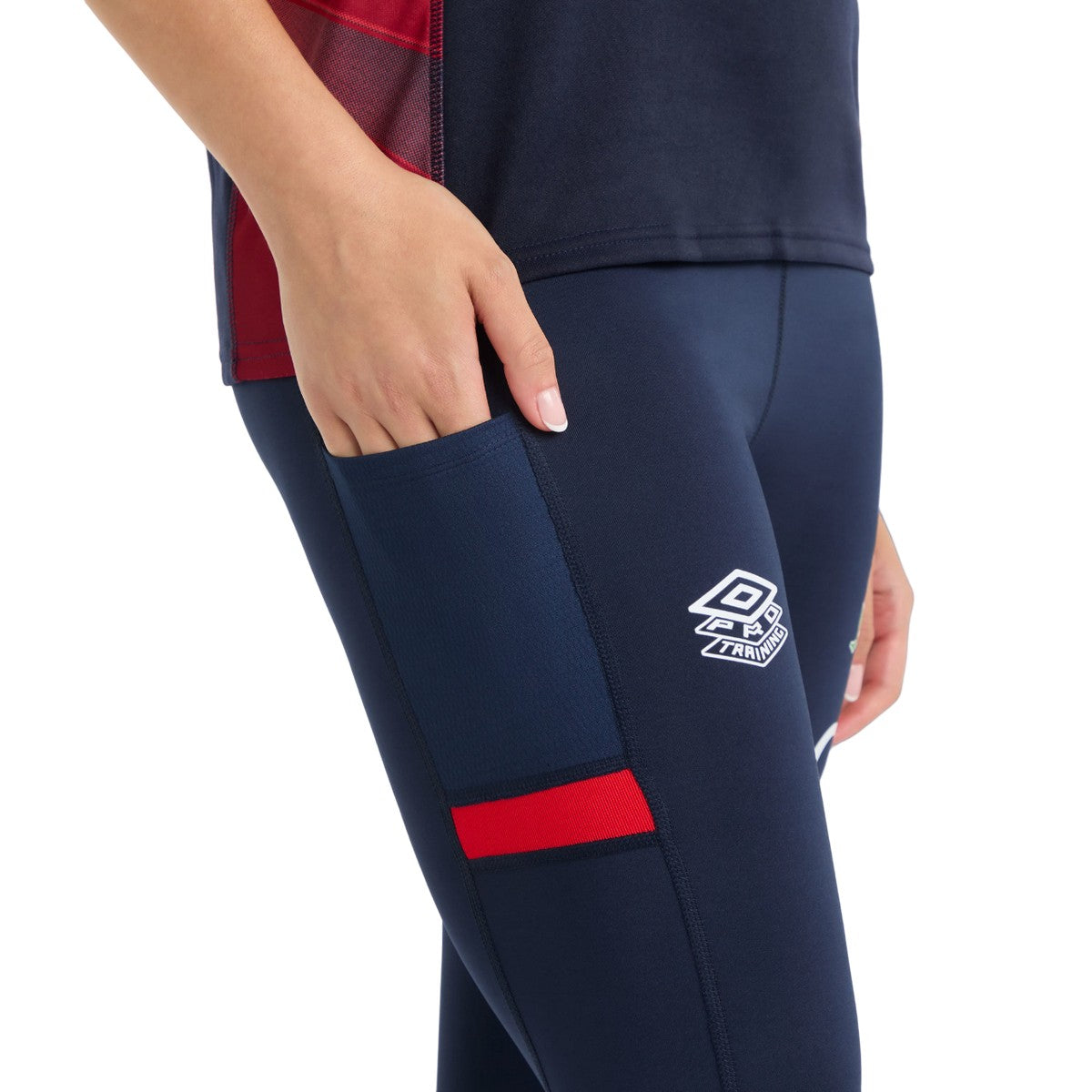 Navy Blazer-Dress Blue-Flame Scarlet - Lifestyle - Umbro Womens-Ladies 23-24 England Rugby Gym Leggings