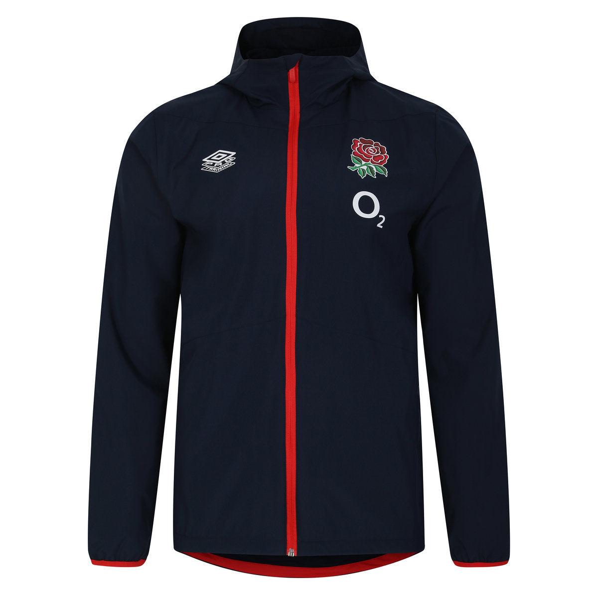 Navy Blazer-Flame Scarlet - Front - Umbro Childrens-Kids 23-24 England Rugby Track Jacket
