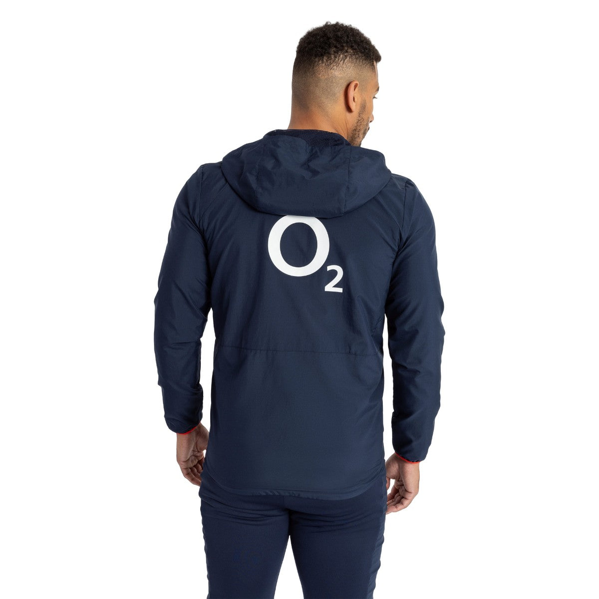 Navy Blazer-Flame Scarlet - Back - Umbro Mens 23-24 England Rugby Track Jacket