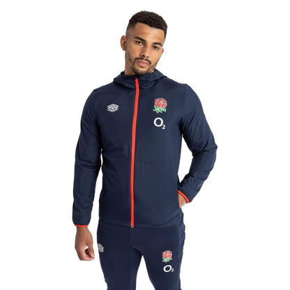 Navy Blazer-Flame Scarlet - Side - Umbro Mens 23-24 England Rugby Track Jacket