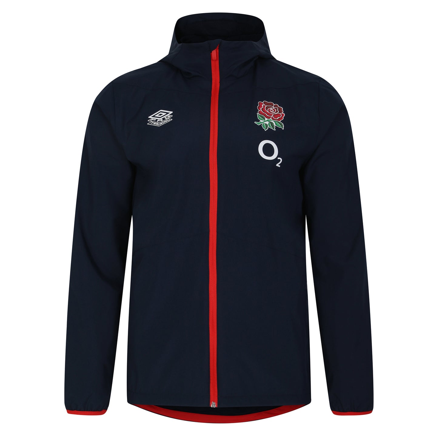 Navy Blazer-Flame Scarlet - Front - Umbro Mens 23-24 England Rugby Track Jacket