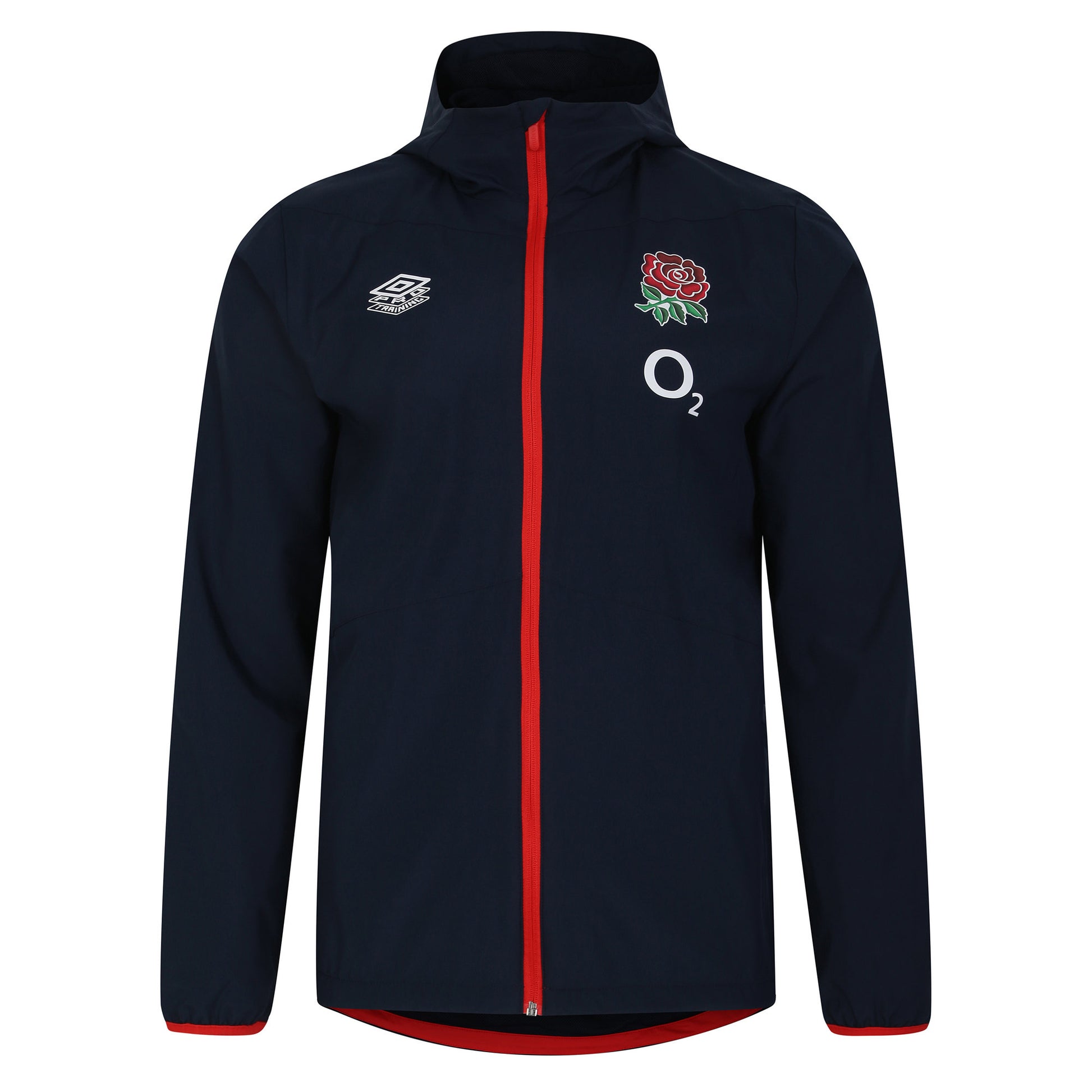Navy Blazer-Flame Scarlet - Front - Umbro Mens 23-24 England Rugby Track Jacket