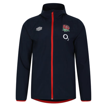 Navy Blazer-Flame Scarlet - Front - Umbro Mens 23-24 England Rugby Track Jacket