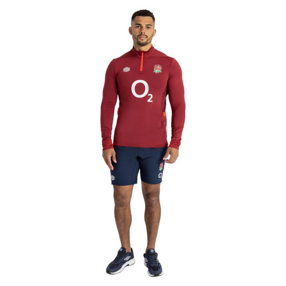 Tibetan Red-Zinfandel-Flame Scarlet - Pack Shot - Umbro Mens 23-24 England Rugby Midlayer