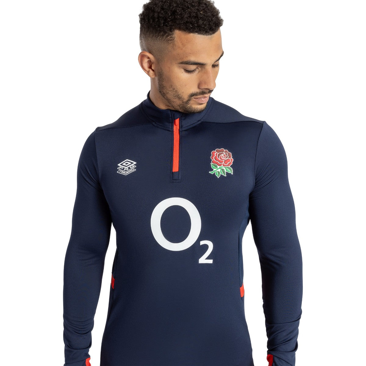 Navy Blazer-Dress Blue-Flame Scarlet - Lifestyle - Umbro Mens 23-24 England Rugby Midlayer