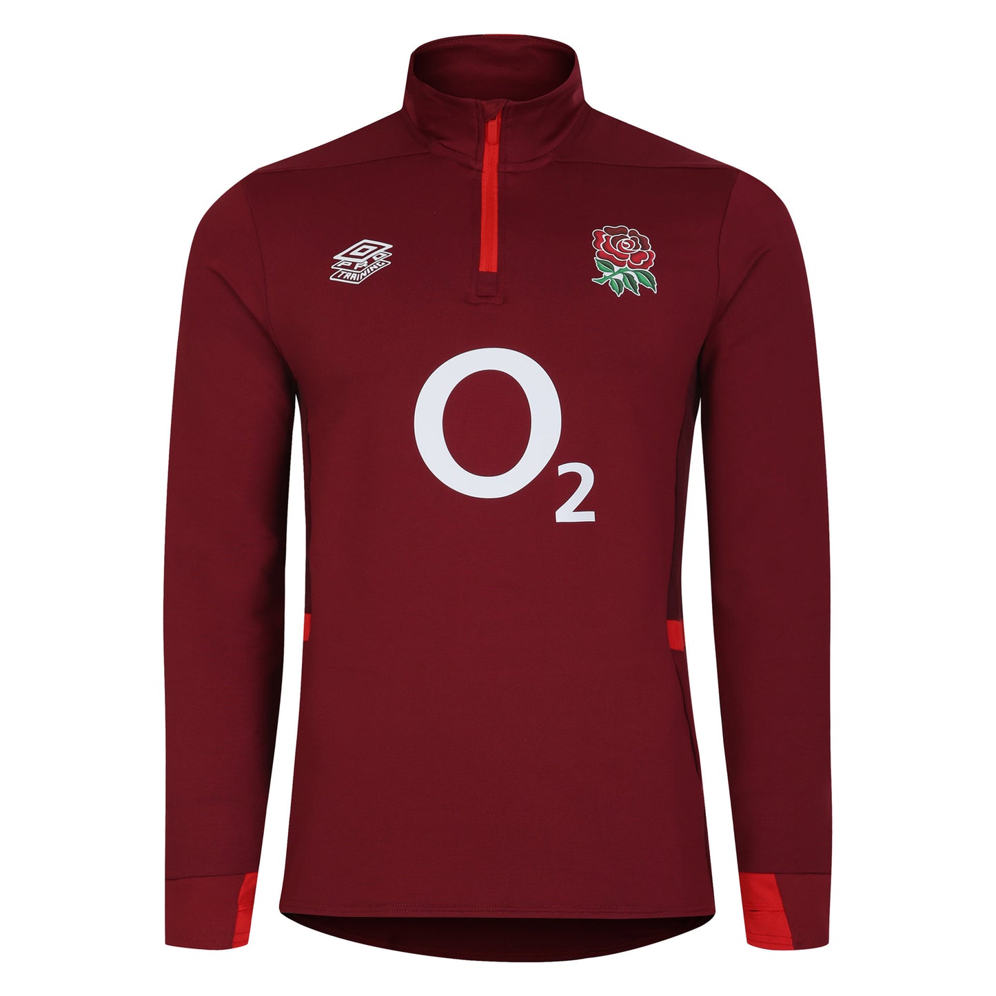 Tibetan Red-Zinfandel-Flame Scarlet - Front - Umbro Mens 23-24 England Rugby Midlayer