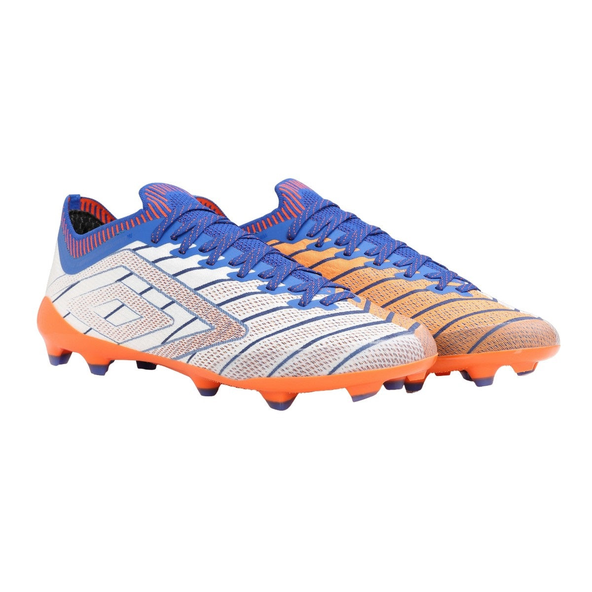 White-Deep Surf-Vermillion - Front - Umbro Mens Velocita Elixir Pro Firm Ground Football Boots